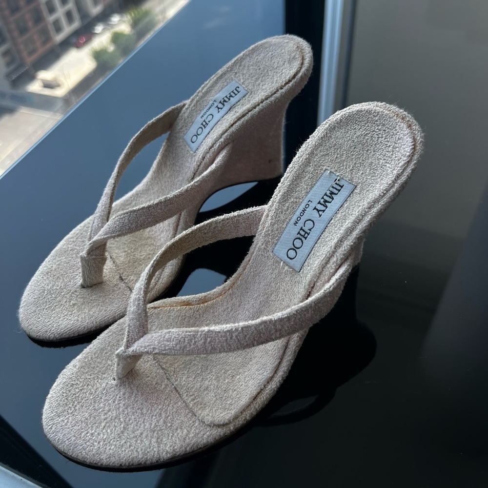 Jimmy Choo Terry Baby Pink Wedge Sandals